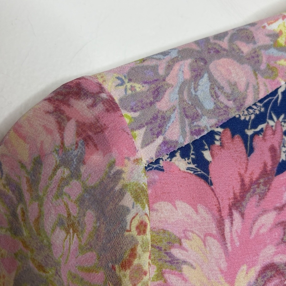 Rose And Olive Floral Paisley Print Blouse Top Womens Size L Chiffon Pastel - Picture 3 of 7